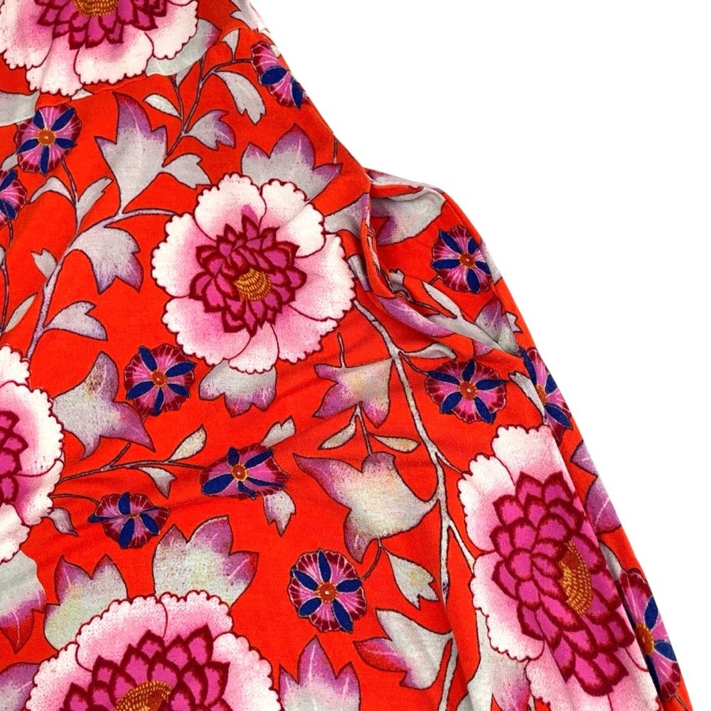 Anthropologie Maeve Cleary Red Floral Asymmetrical Midi Dress - Picture 9 of 12